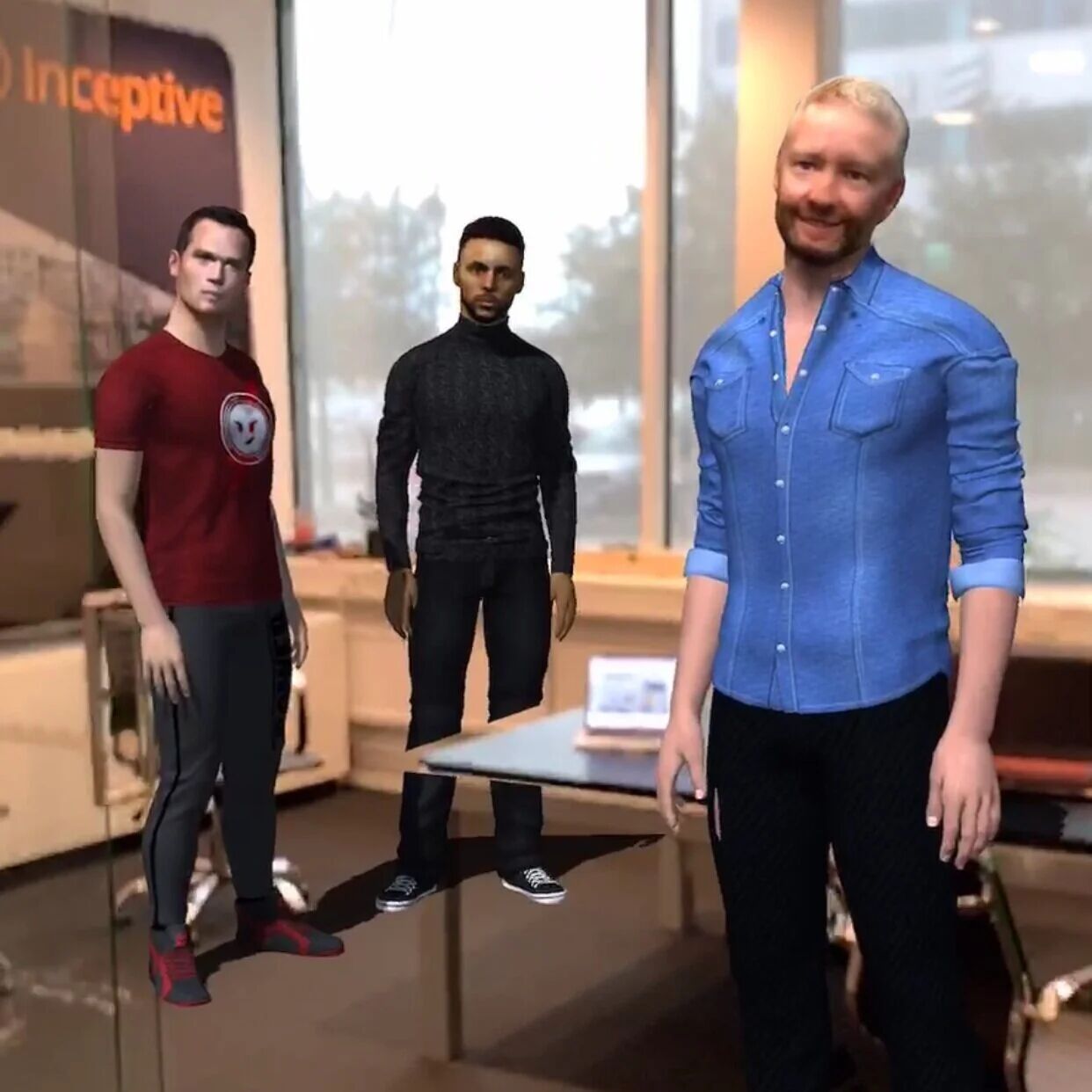 Group call with several avatars in augmented reality