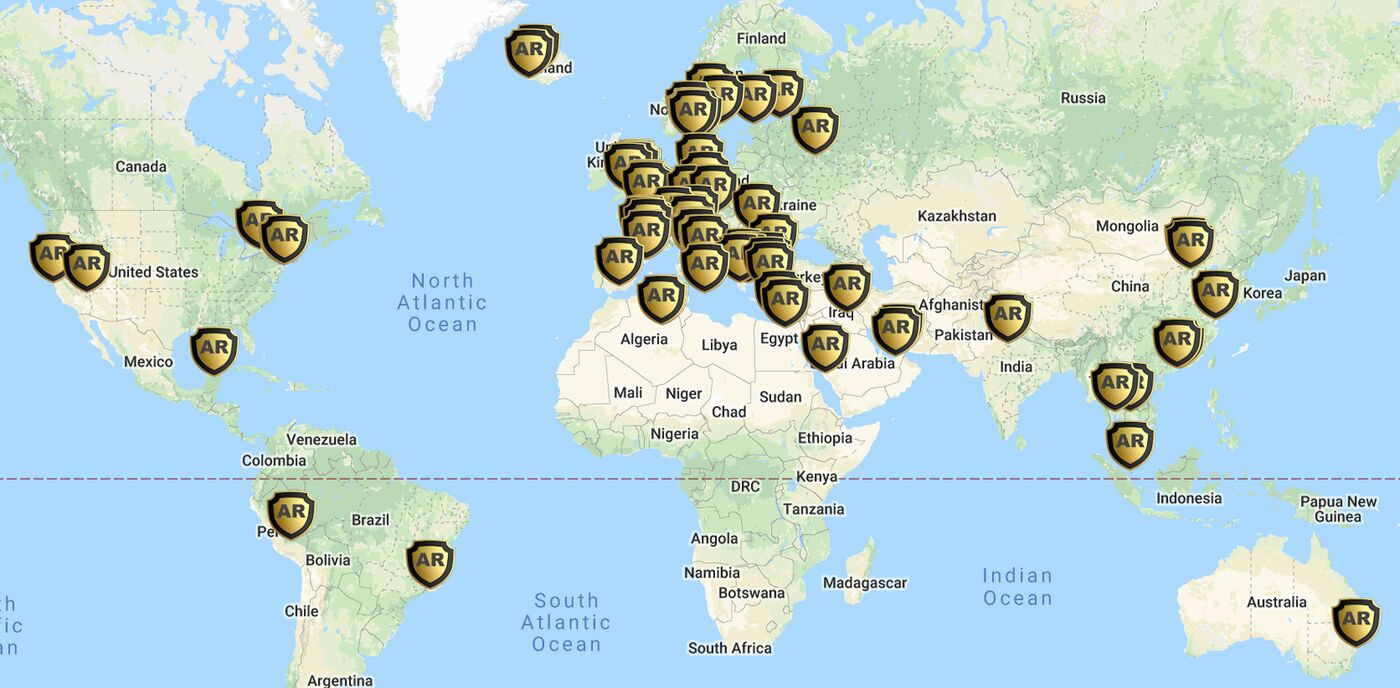 Map of AR History locations