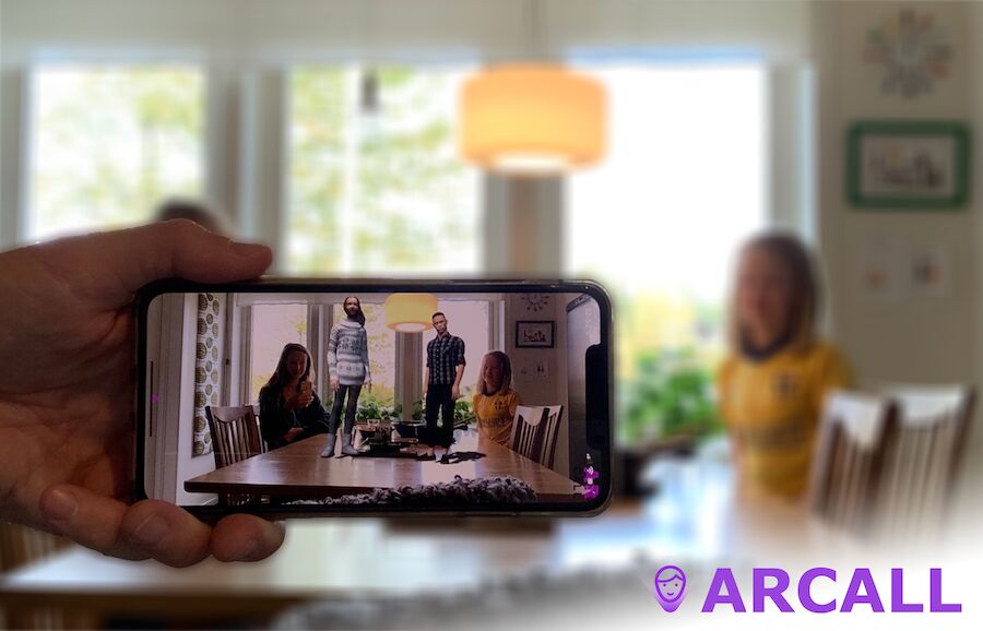 Avatar of a colleague standing in a kitchen during an ARCall meeting