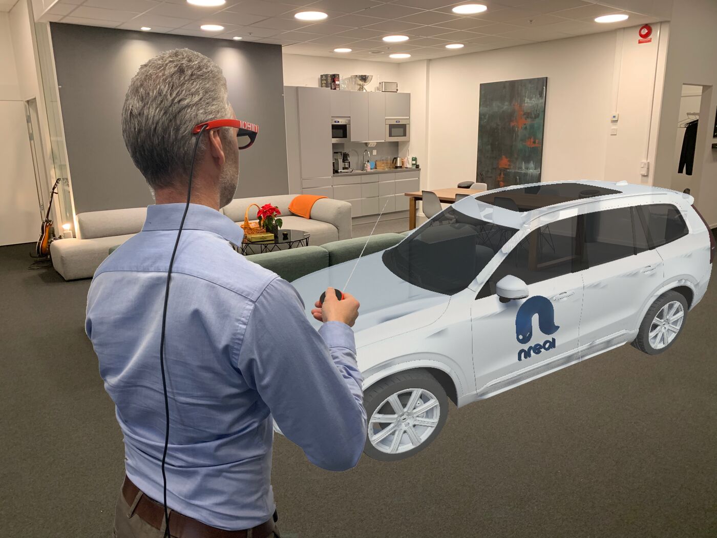 Car model previewed through Nreal glasses with ARCall