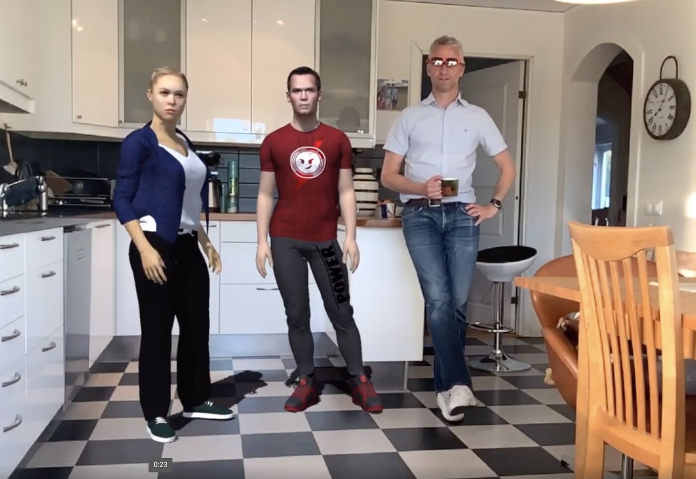 Person wearing Nreal AR glasses seeing a lifelike avatar